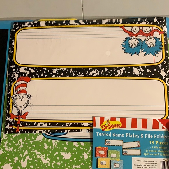 Dr Seuss Office Teachers Tented Name Plates File Folders Dr Seuss Poshmark